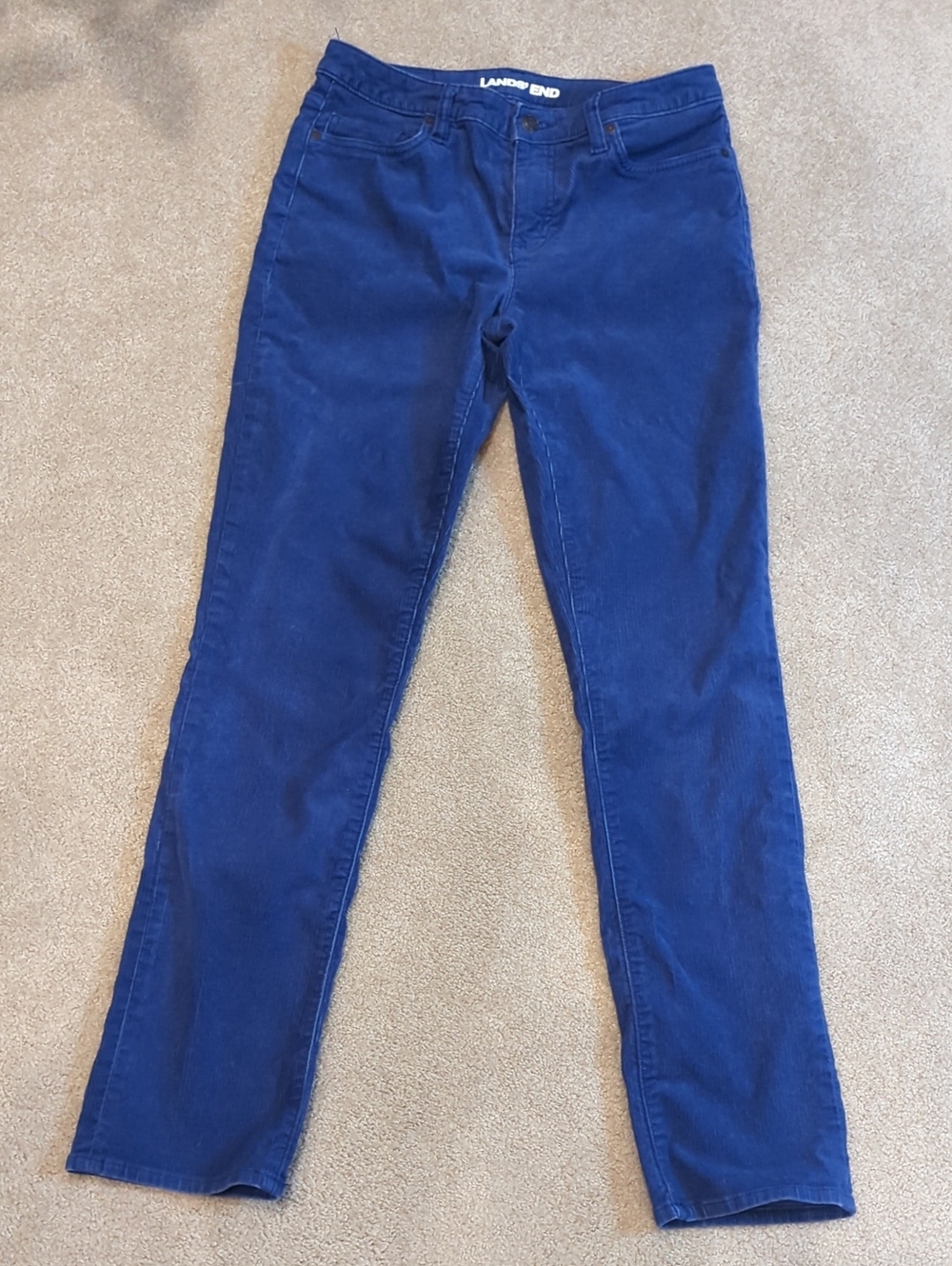 Lands' End Women's Blue Straight Leg Corduroy Pants